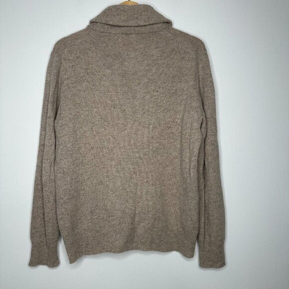 J Crew Lambswool Sweater Size M Tan Shawl Collar Grandpa - Picture 2 of 12